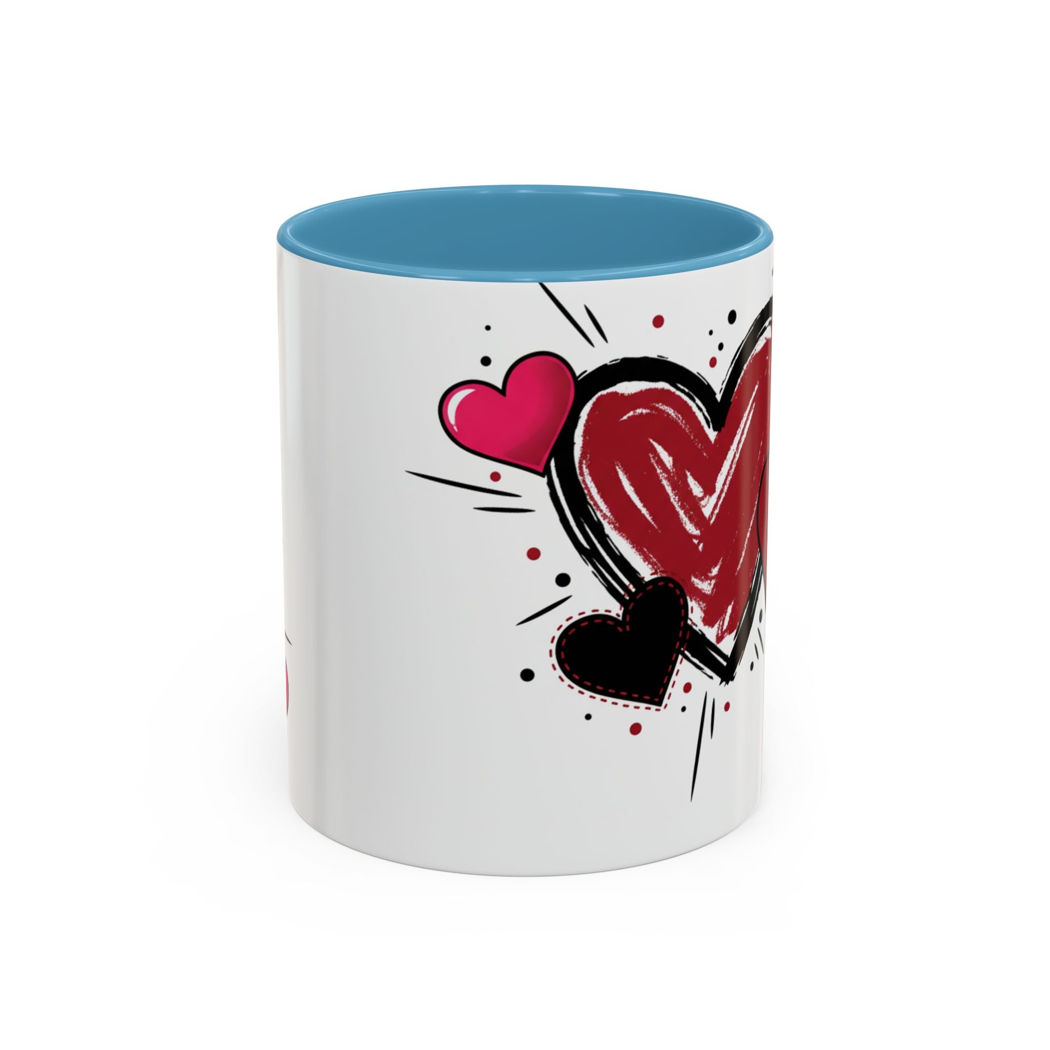 Hand-Drawn Hearts Accent Coffee Mug – Romantic Valentine’s Day Gift (11/15oz)