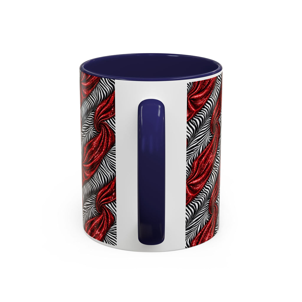 Red & Black Abstract Wave Accent Coffee Mug — Bold Patterned 11/15oz Ceramic