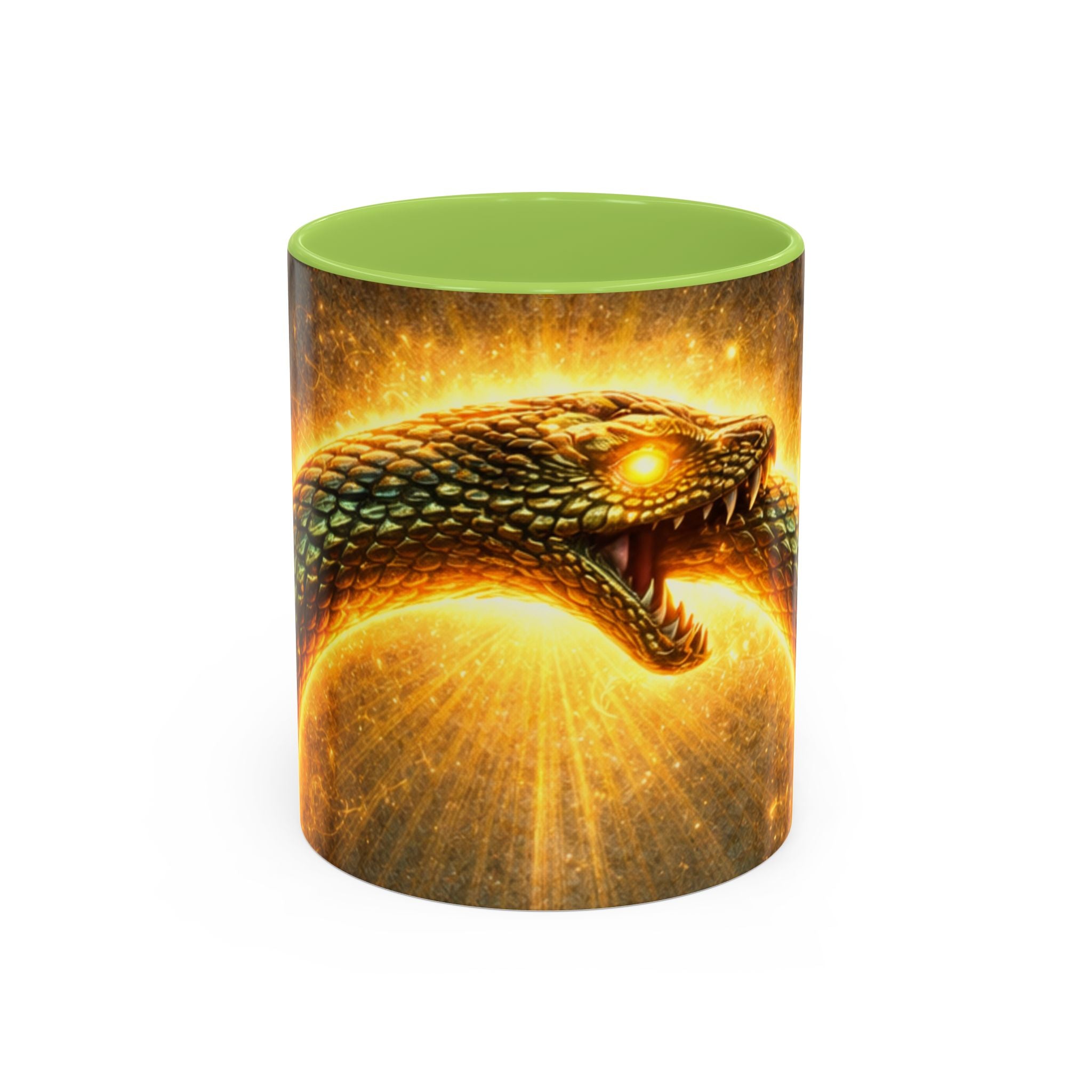 Ouroboros Serpent Accent Coffee Mug — Fiery Mythic Snake Design (11/15oz)