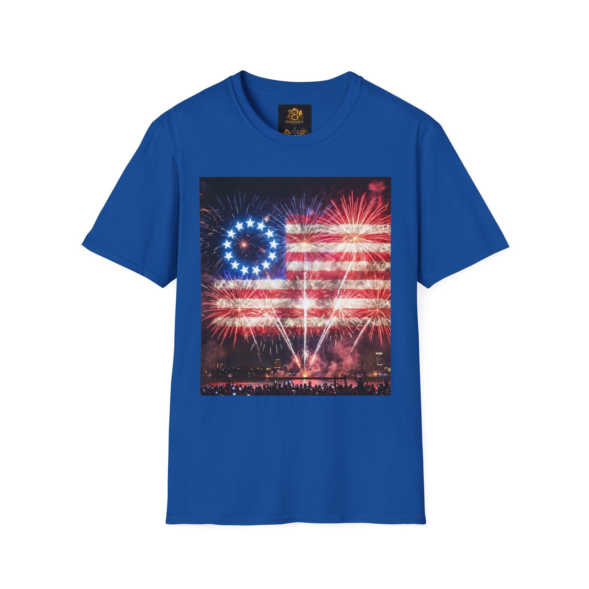 American Flag Fireworks T-Shirt — Betsy Ross Stars & Stripes Patriotic Tee for 4th of July