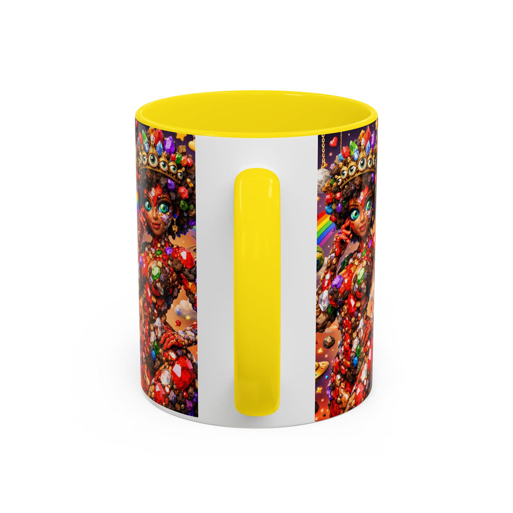 Celestial Candy Goddess Accent Coffee Mug — Colorful Cosmic Fantasy 11/15oz