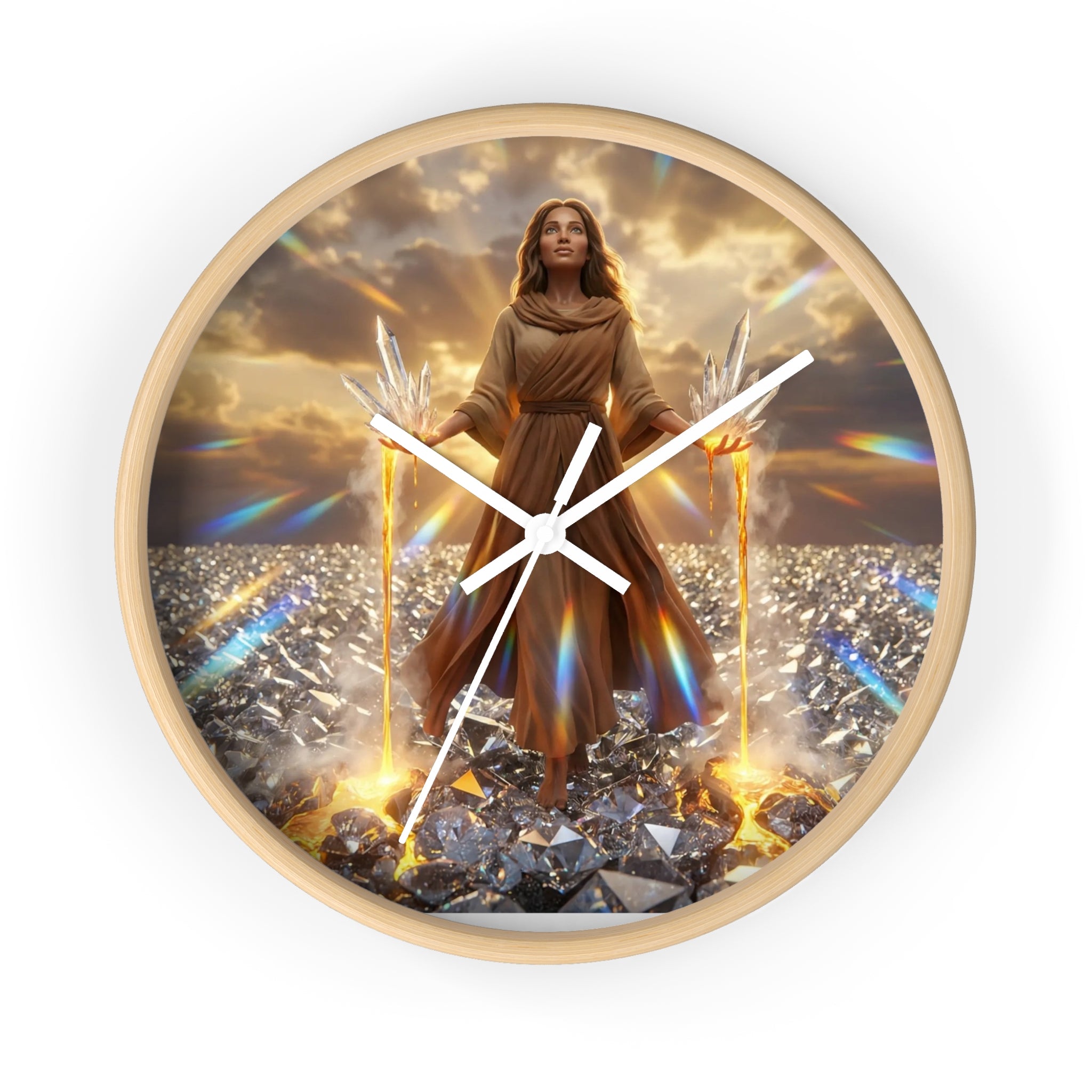 Wall Clock — Radiant Guardian Art Clock with Angelic Figure and Prism Light