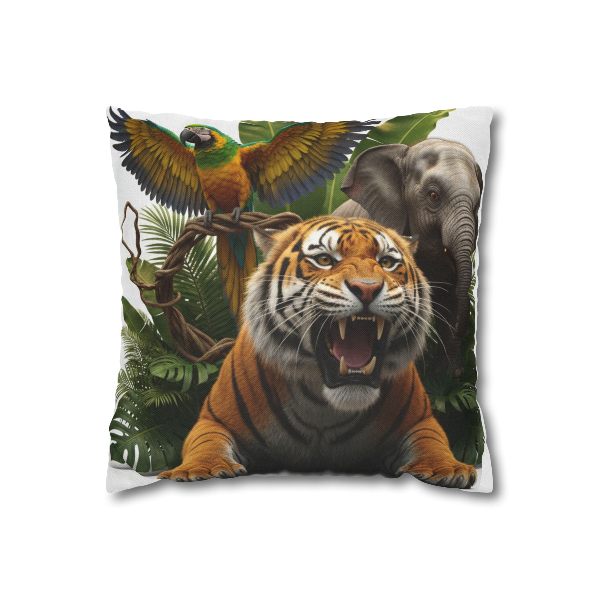 Jungle Safari Tiger & Elephant Decorative Pillowcase