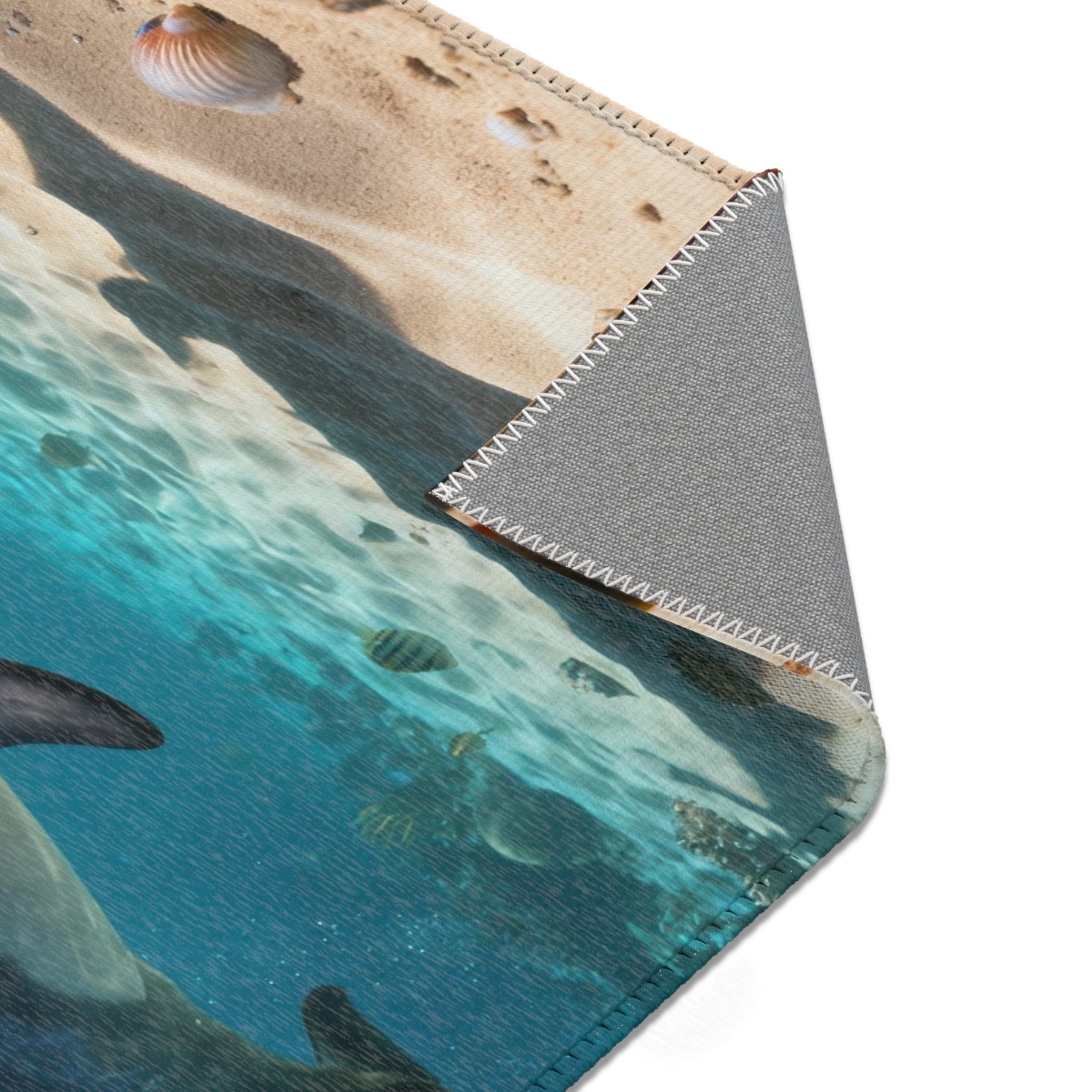Dolphin Underwater Area Rug — Ocean Sea Life Beach Decor
