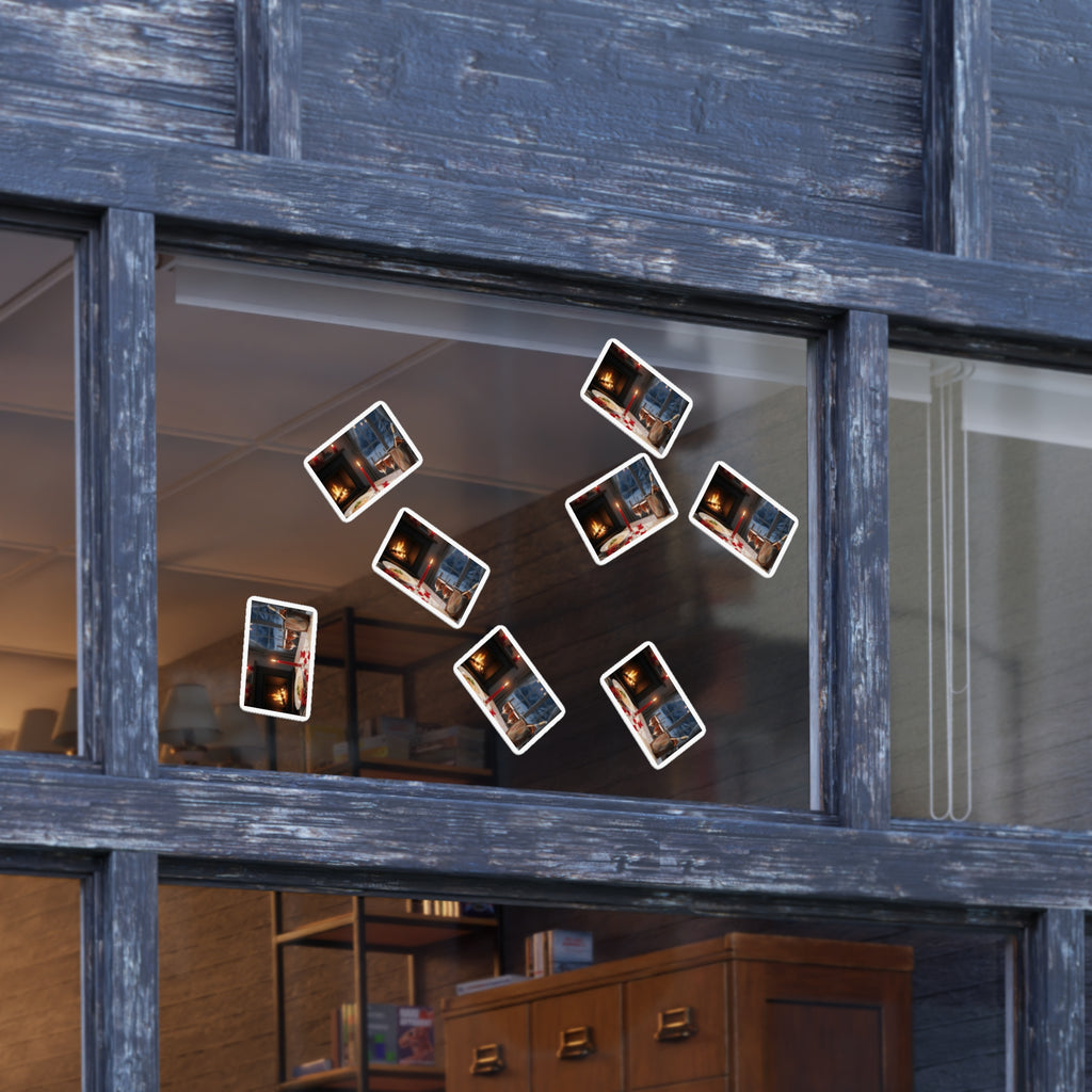 Cozy Night Sticker Sheet Set — 5pc Hygge Window & Fireplace Stickers