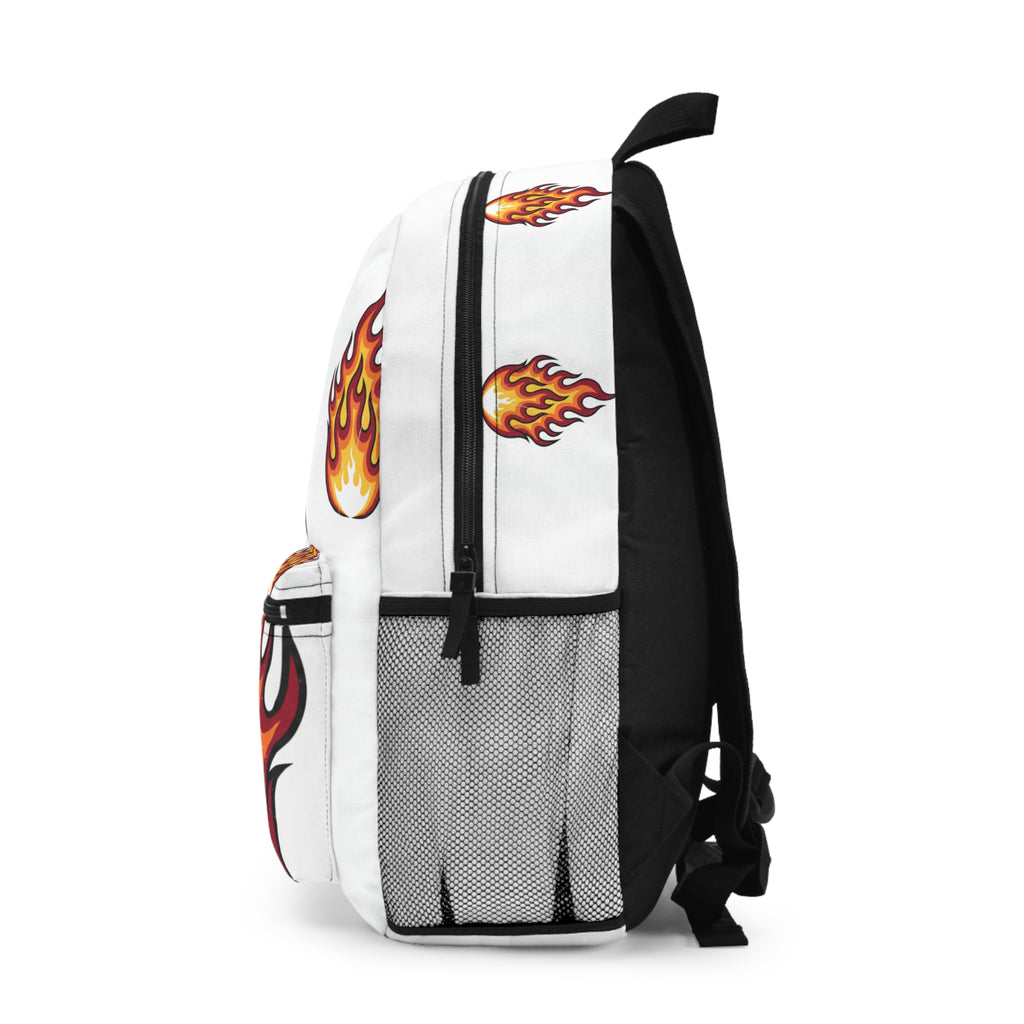 Flame Pattern Backpack — Bold Fire Graphic School & Travel Bag