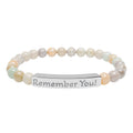 Engraved 'Remember You' Natural Stone Stretch Bracelet — Beaded Bar Memorial Jewelry