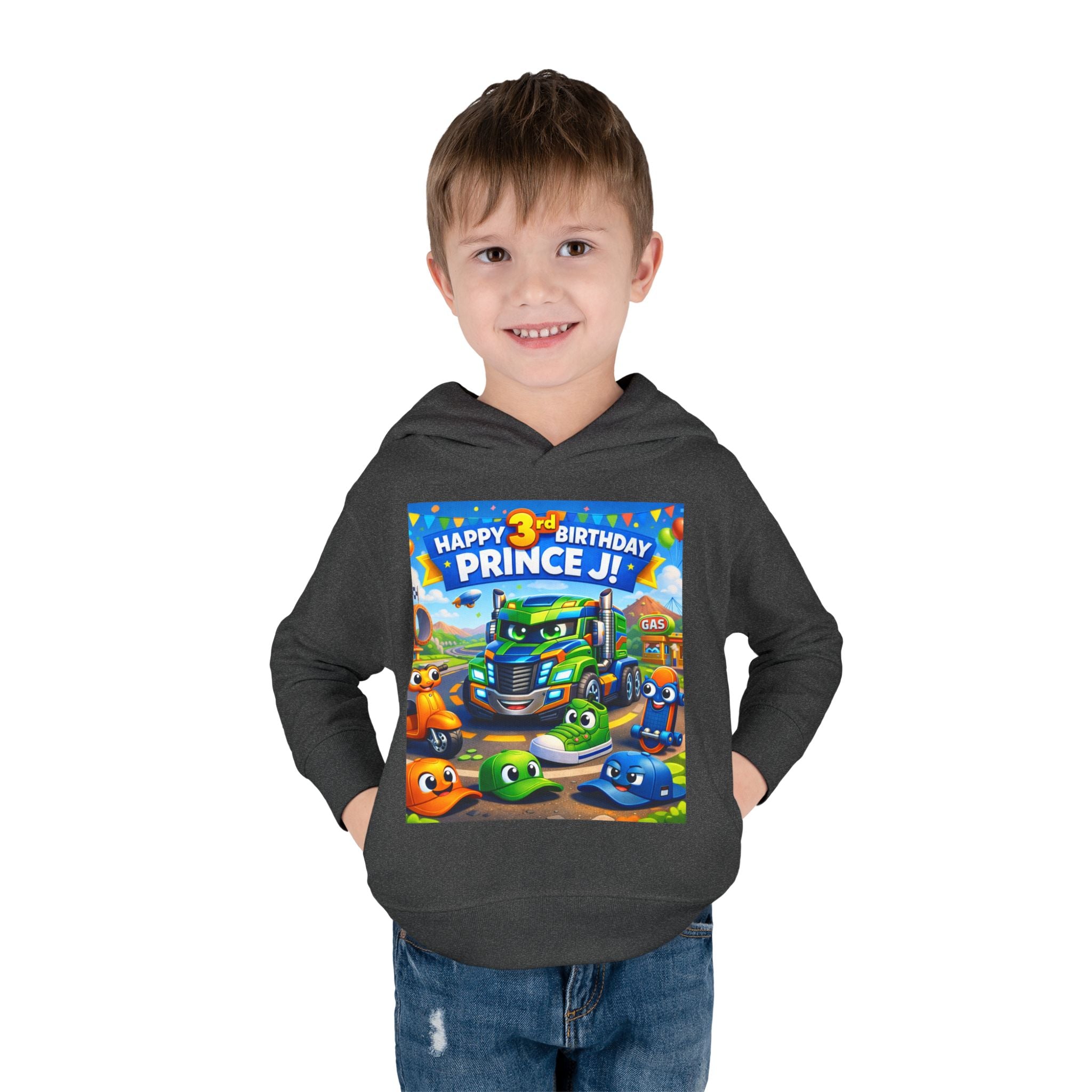 Toddler Hoodie — Colorful Birthday Truck & Candy Party Kids Pullover