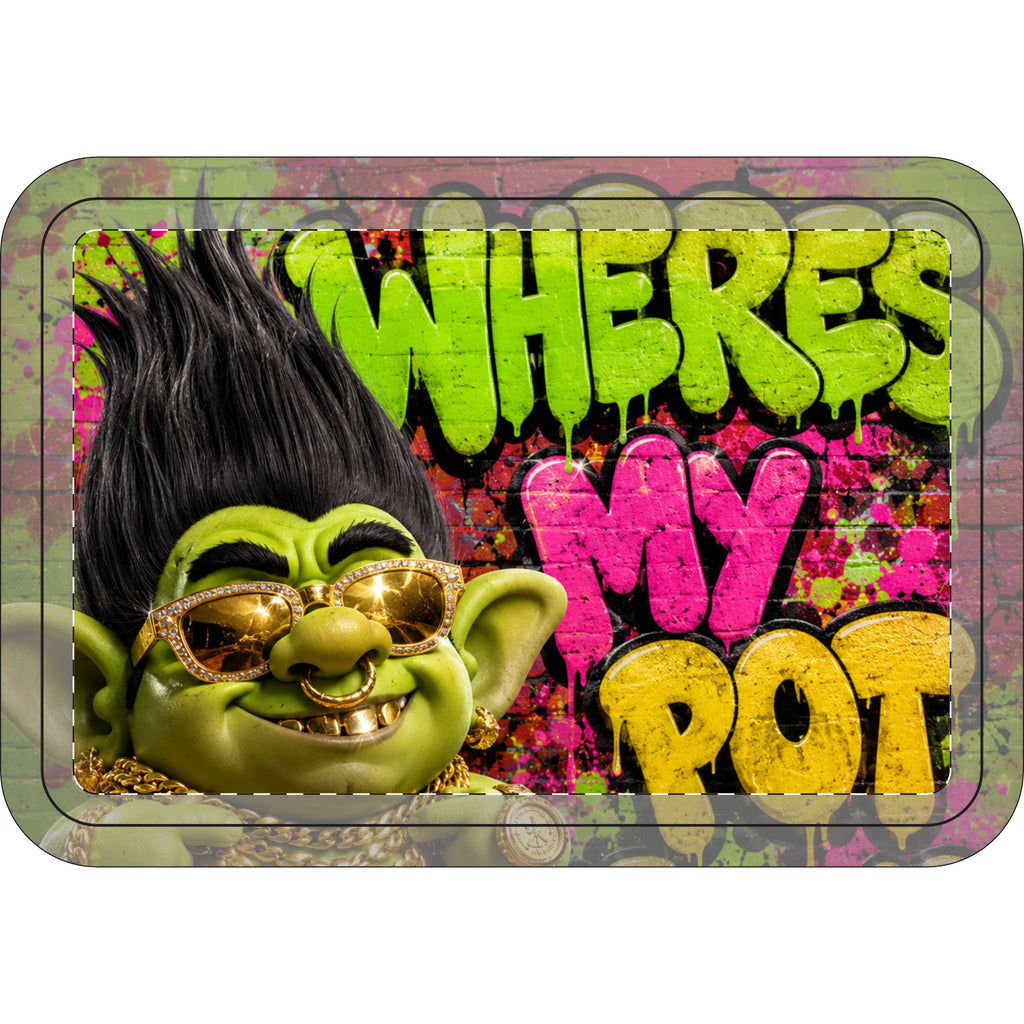 Toilet Lid & Mat Set — 'Where's My Pot of Gold' Graffiti Troll Toilet 3-Piece Bathroom Décor
