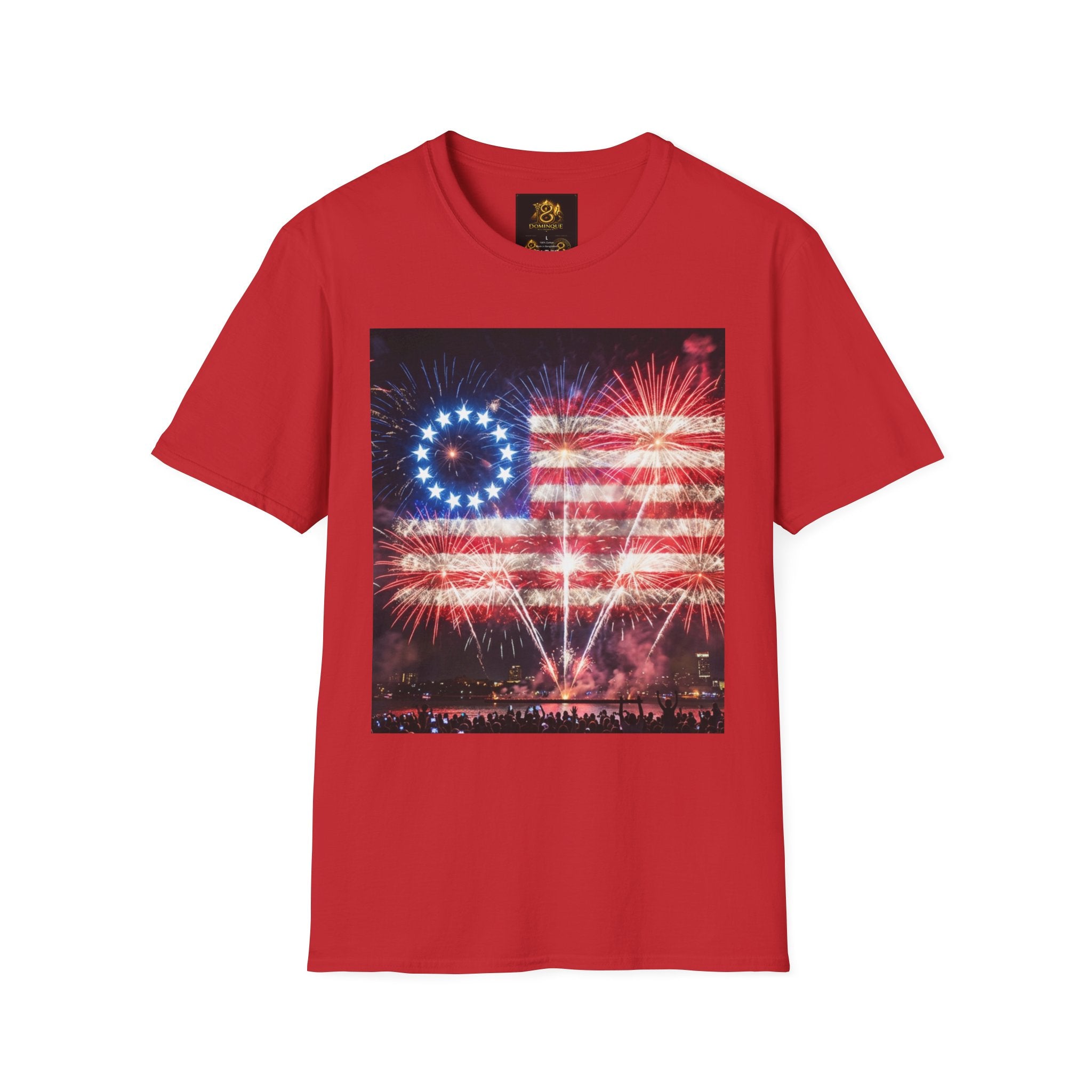 American Flag Fireworks T-Shirt — Betsy Ross Stars & Stripes Patriotic Tee for 4th of July