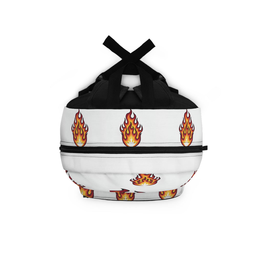 Flame Pattern Backpack — Bold Fire Graphic School & Travel Bag