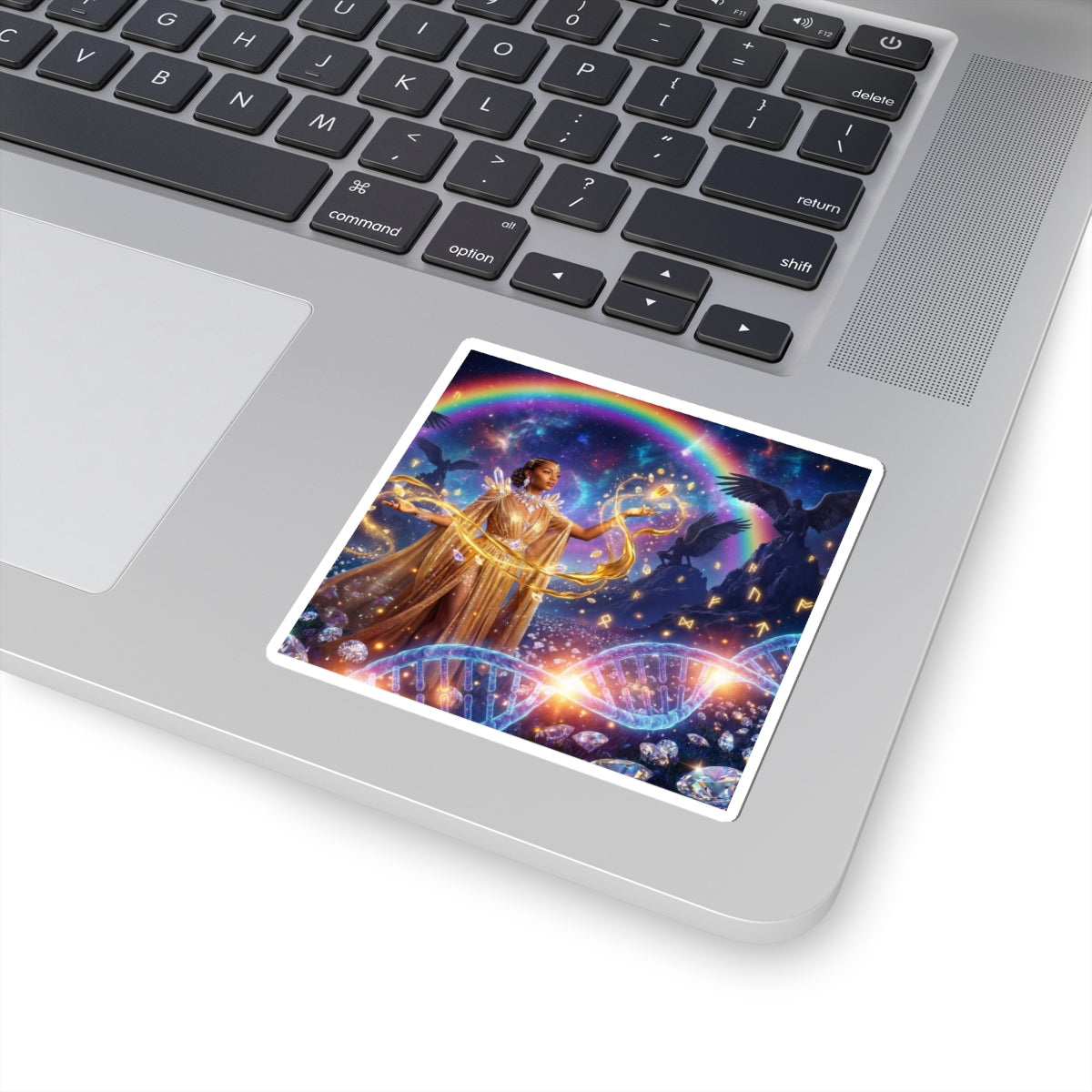 Mystic Rainbow Guardian Sticker — Magical Cosmic Fantasy Kiss-Cut Decal