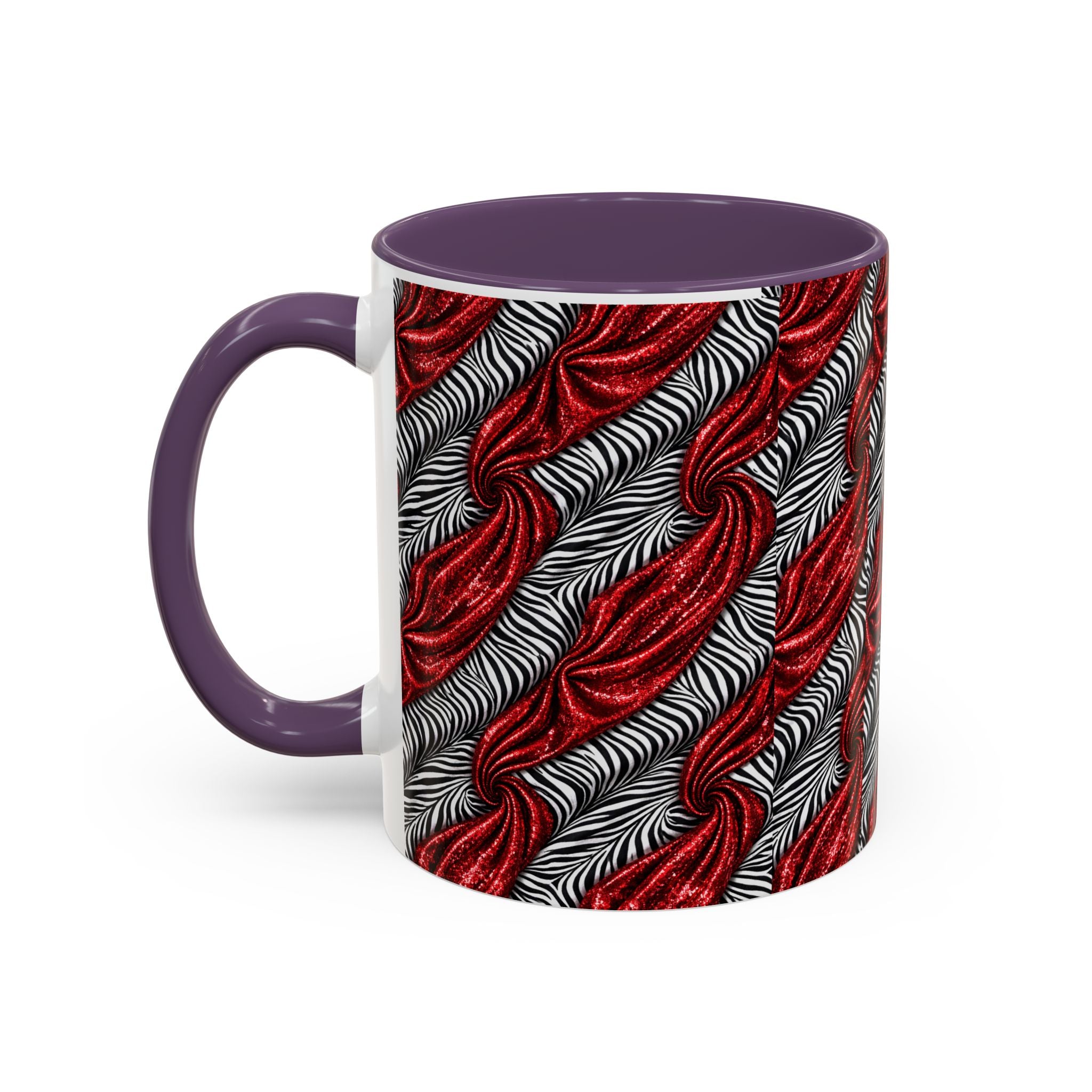 Red & Black Abstract Wave Accent Coffee Mug — Bold Patterned 11/15oz Ceramic