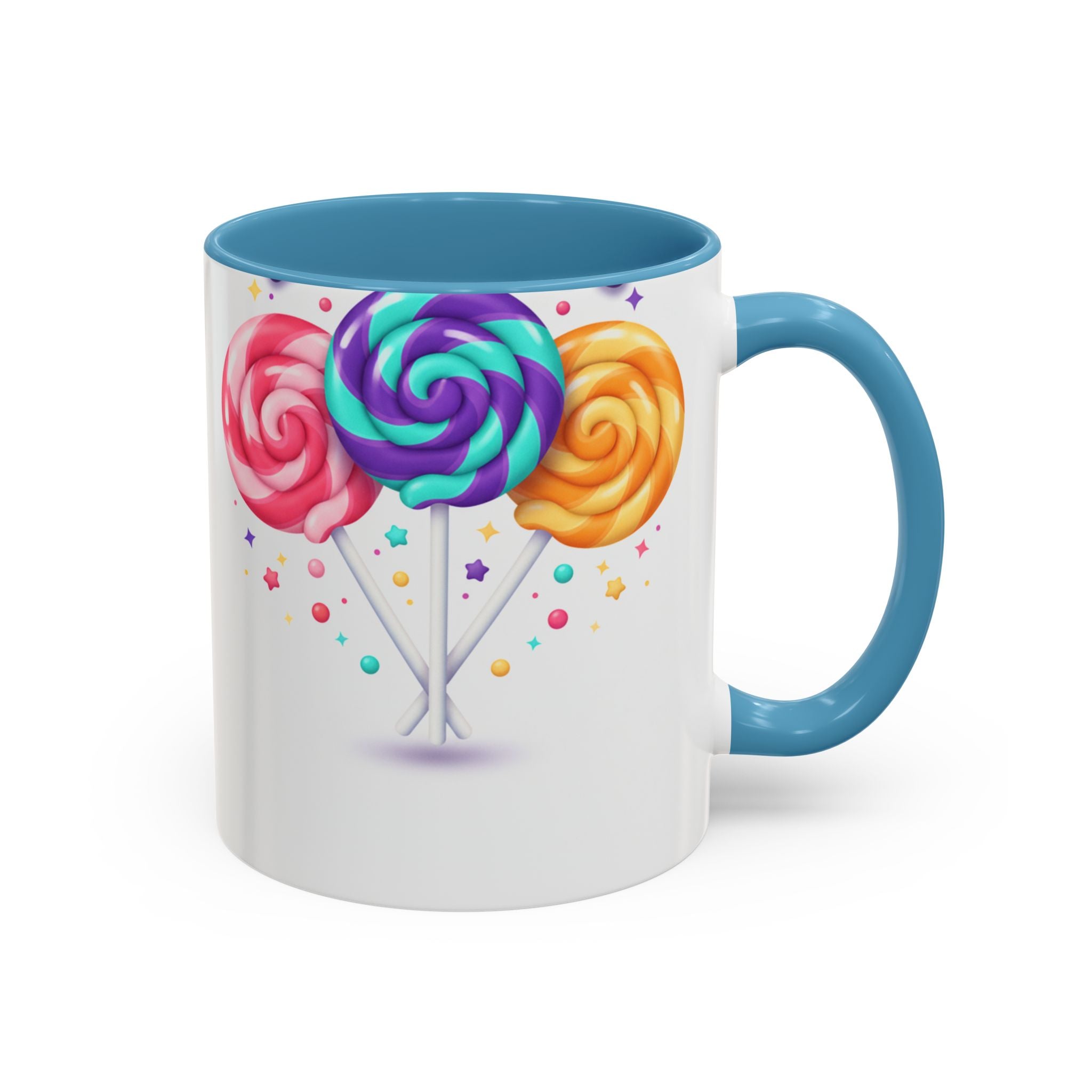 Lollipop Candy Coffee Mug — Colorful Swirl Sweets Accent Mug (11/15oz)