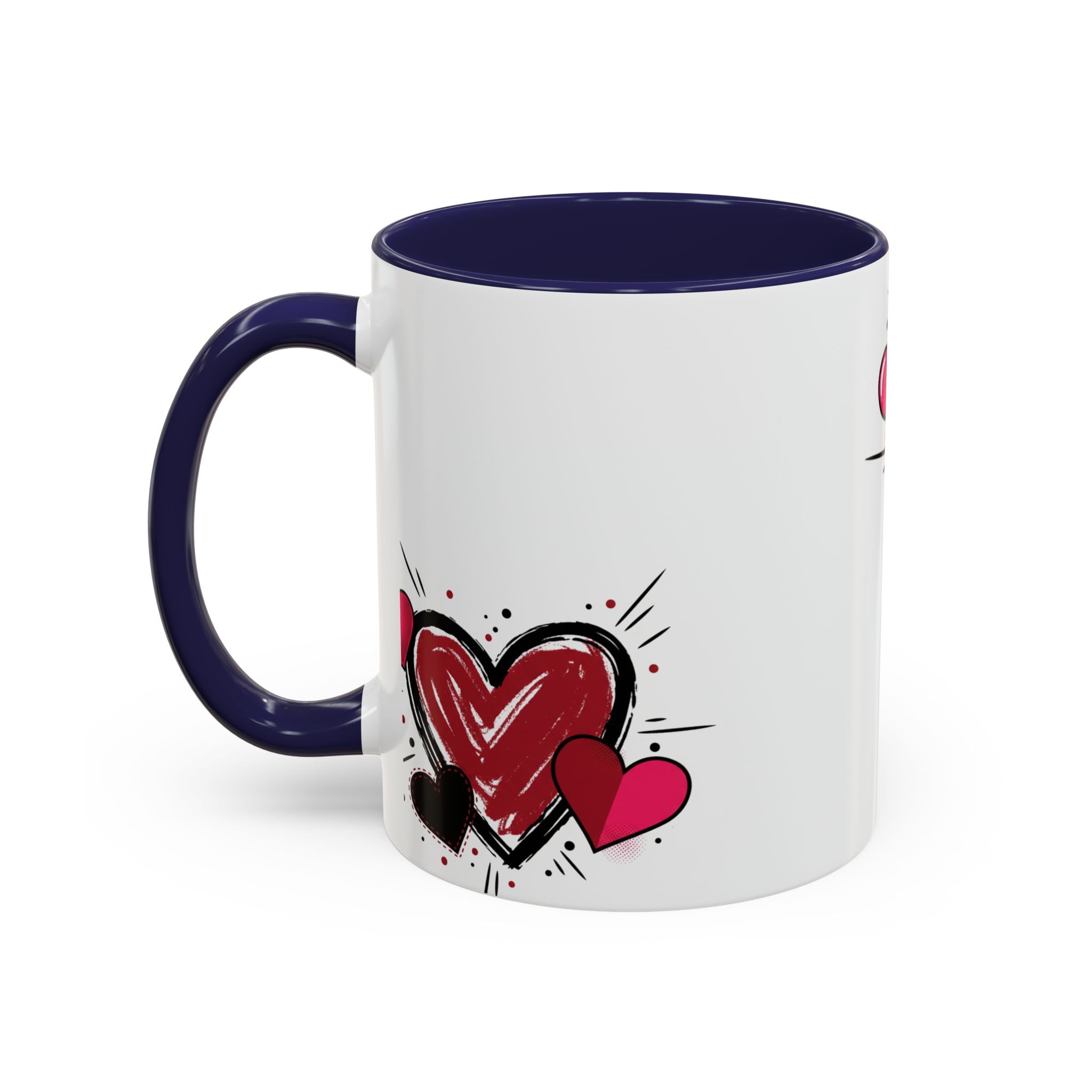Hand-Drawn Hearts Accent Coffee Mug – Romantic Valentine’s Day Gift (11/15oz)
