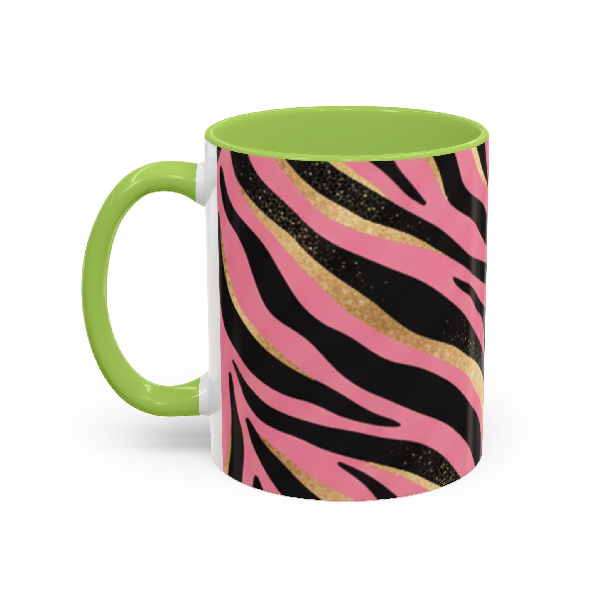 Pink & Gold Zebra Accent Coffee Mug — Stylish Animal Print Ceramic Mug (11/15oz)