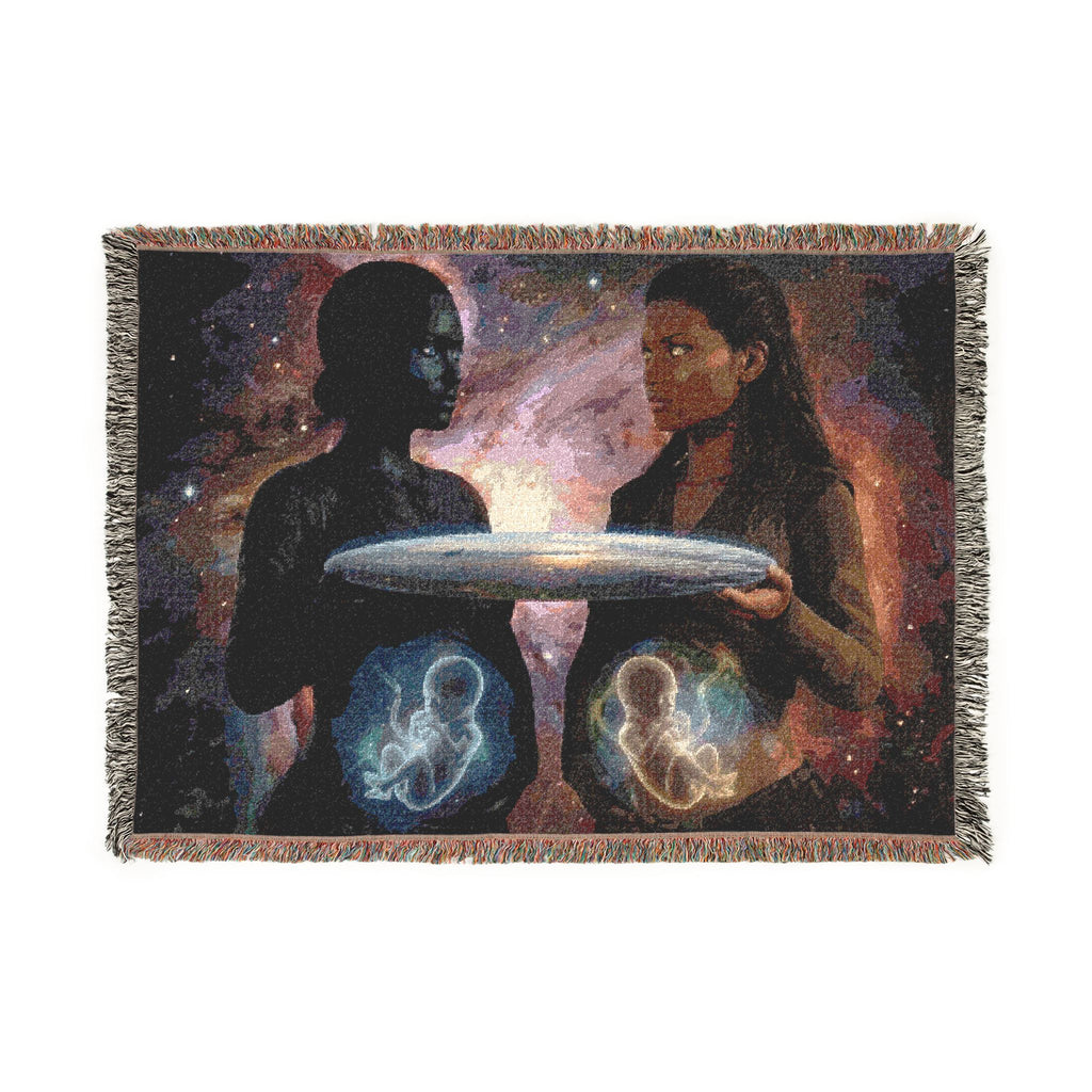Woven Blanket - Cosmic Lovers Art Throw with Celestial Sphere Design