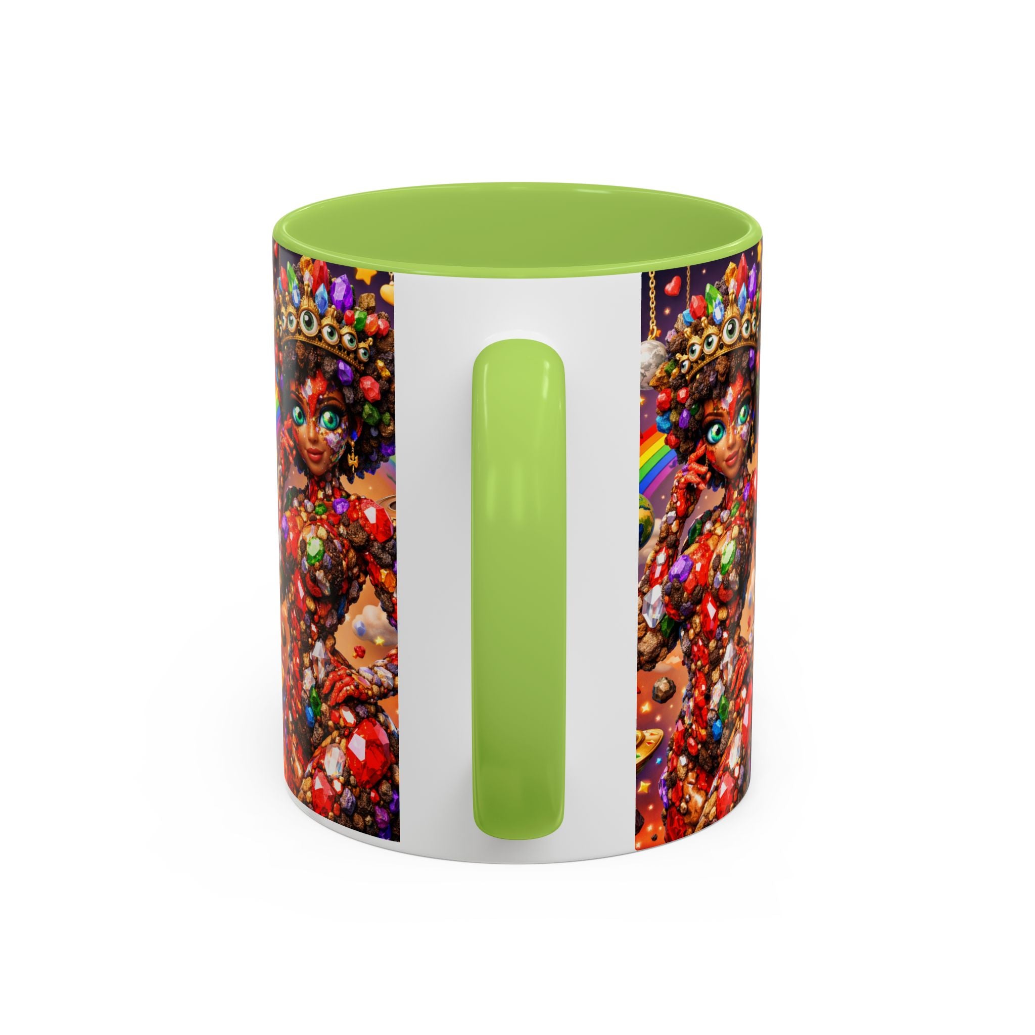 Celestial Candy Goddess Accent Coffee Mug — Colorful Cosmic Fantasy 11/15oz