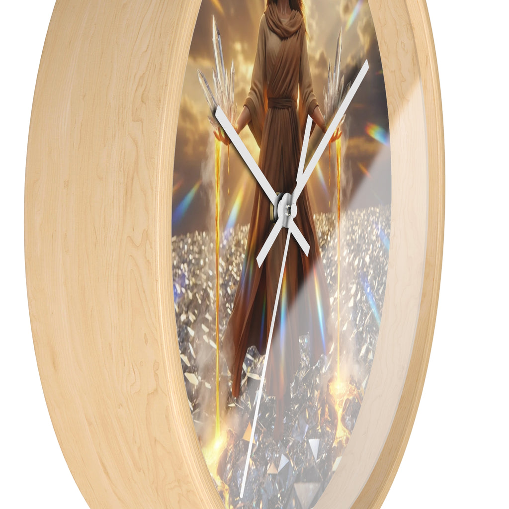 Wall Clock — Radiant Guardian Art Clock with Angelic Figure and Prism Light