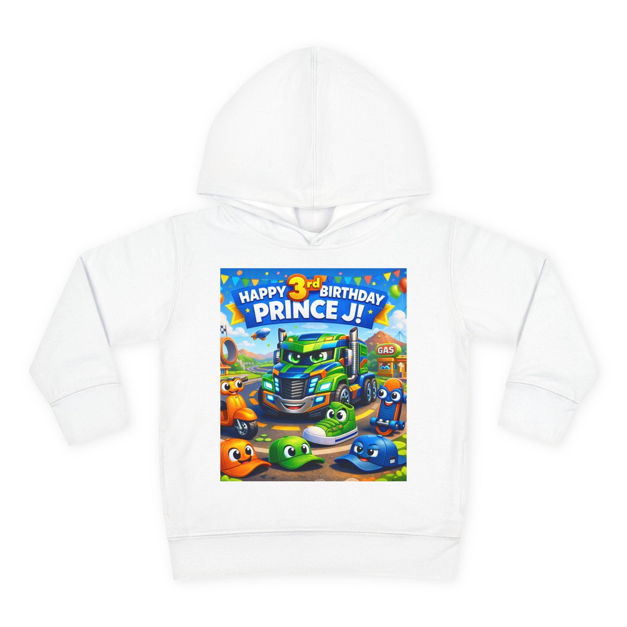 Toddler Hoodie — Colorful Birthday Truck & Candy Party Kids Pullover