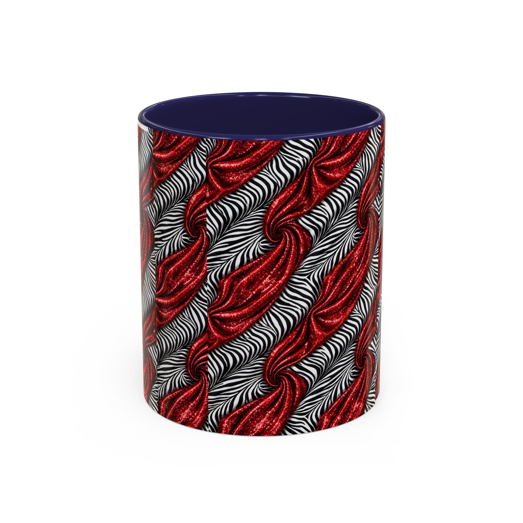 Red & Black Abstract Wave Accent Coffee Mug — Bold Patterned 11/15oz Ceramic