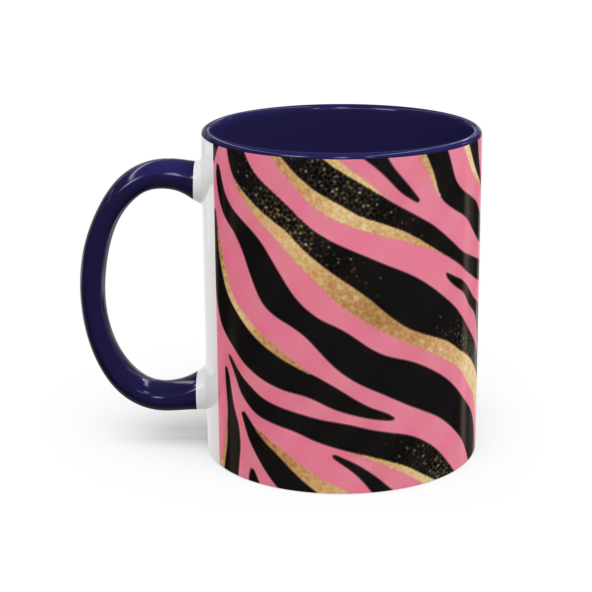 Pink & Gold Zebra Accent Coffee Mug — Stylish Animal Print Ceramic Mug (11/15oz)