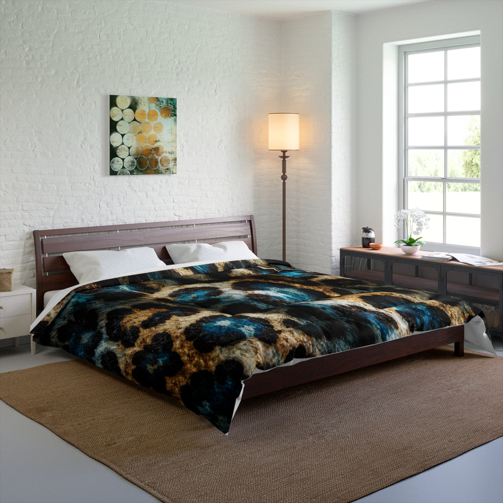 Leopard Print Comforter — Blue & Brown Luxe Animal Print Bedding