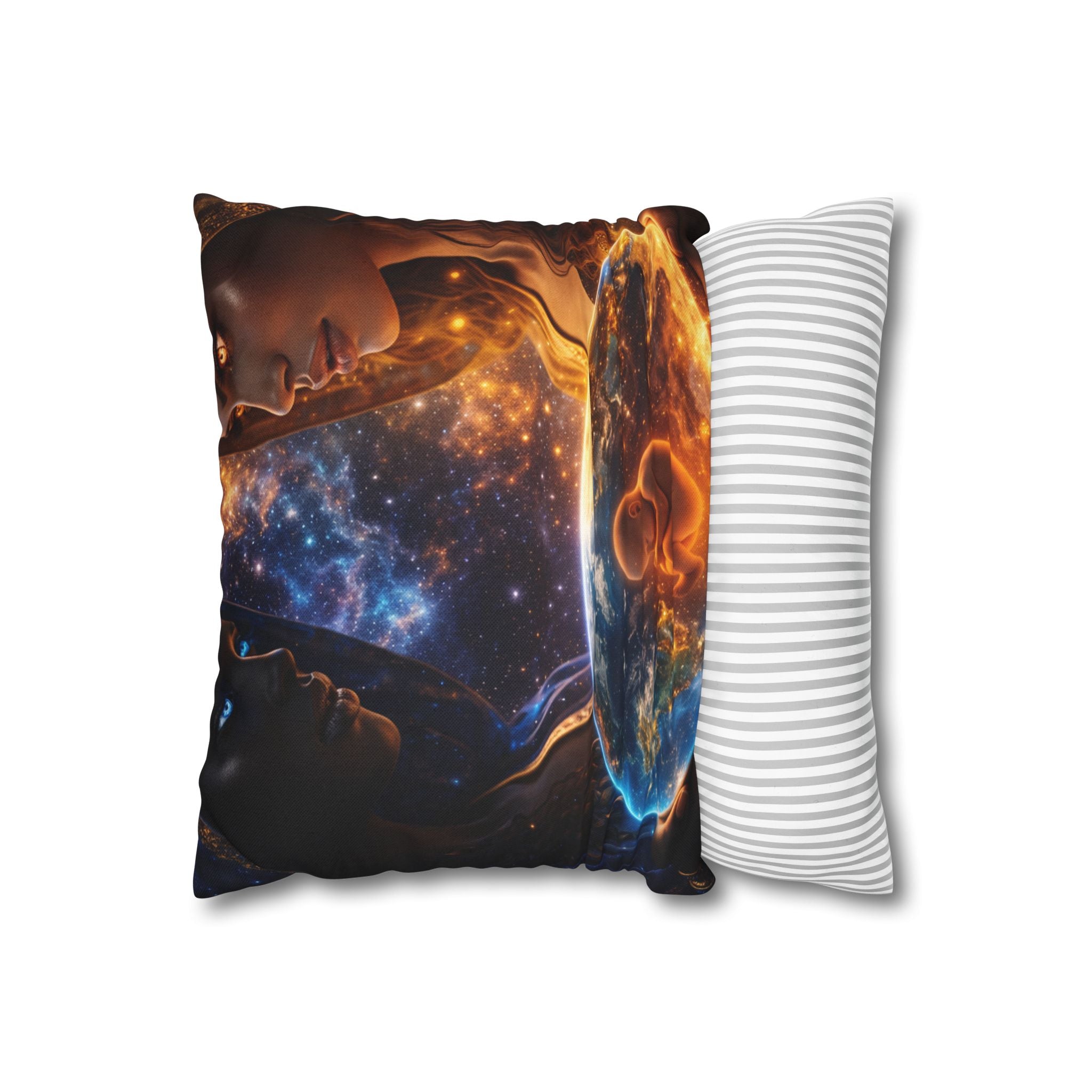 Cosmic Conception Pillow — Galaxy Mother & Child Decorative Throw Pillow