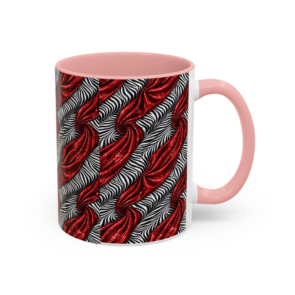 Red & Black Abstract Wave Accent Coffee Mug — Bold Patterned 11/15oz Ceramic