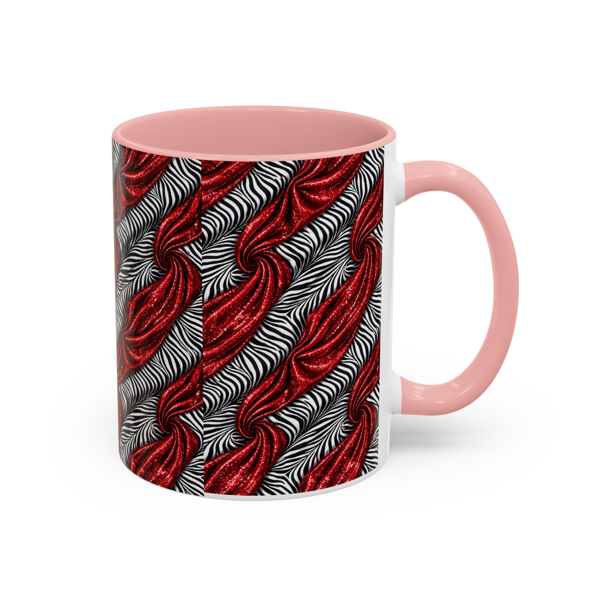 Red & Black Abstract Wave Accent Coffee Mug — Bold Patterned 11/15oz Ceramic