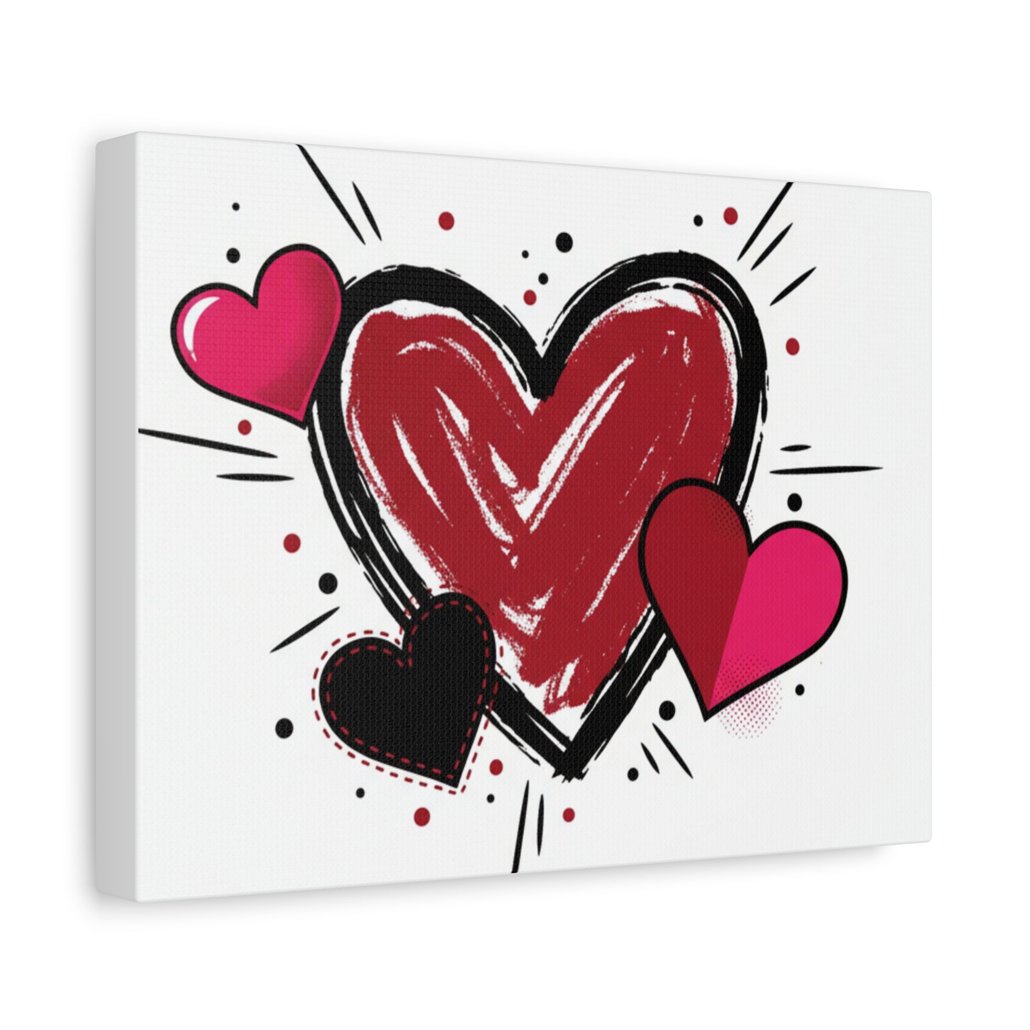 Valentine Pop Art Heart Matte Canvas Wall Art - Stretched 1.25"