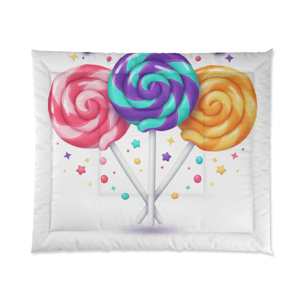 Candy Lollipop Comforter – Colorful Swirl Sweets Bedding for Kids’ Room