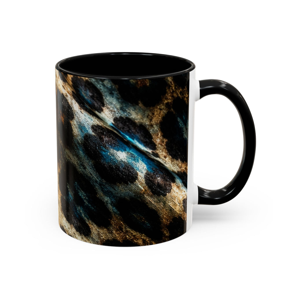 Teal Leopard Accent Coffee Mug — Bold Animal Print Ceramic Mug (11/15 oz)