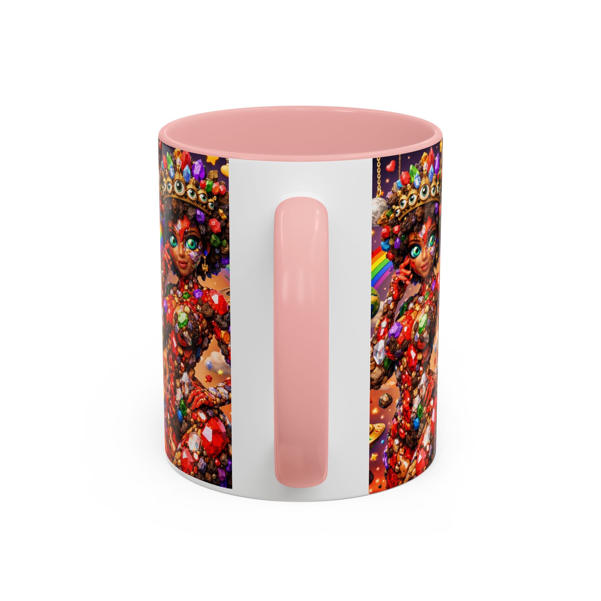 Celestial Candy Goddess Accent Coffee Mug — Colorful Cosmic Fantasy 11/15oz