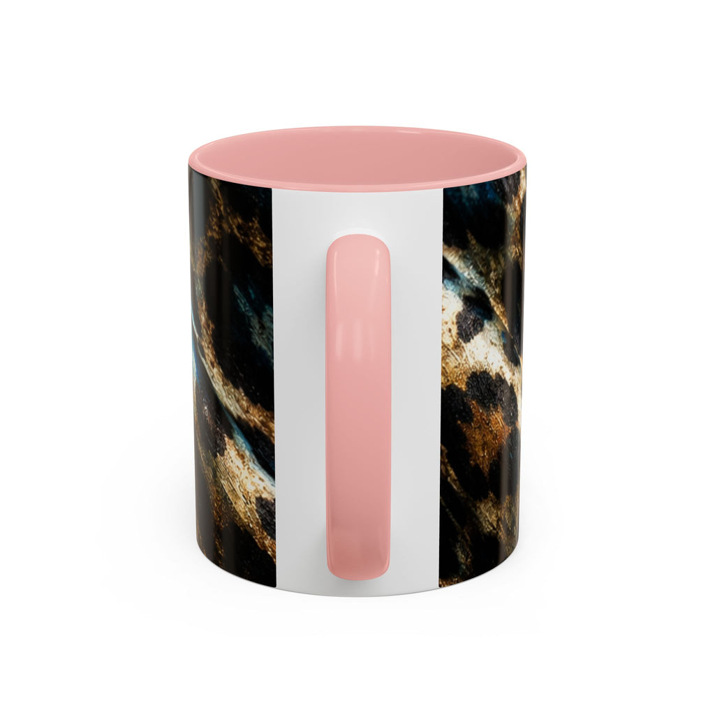 Teal Leopard Accent Coffee Mug — Bold Animal Print Ceramic Mug (11/15 oz)