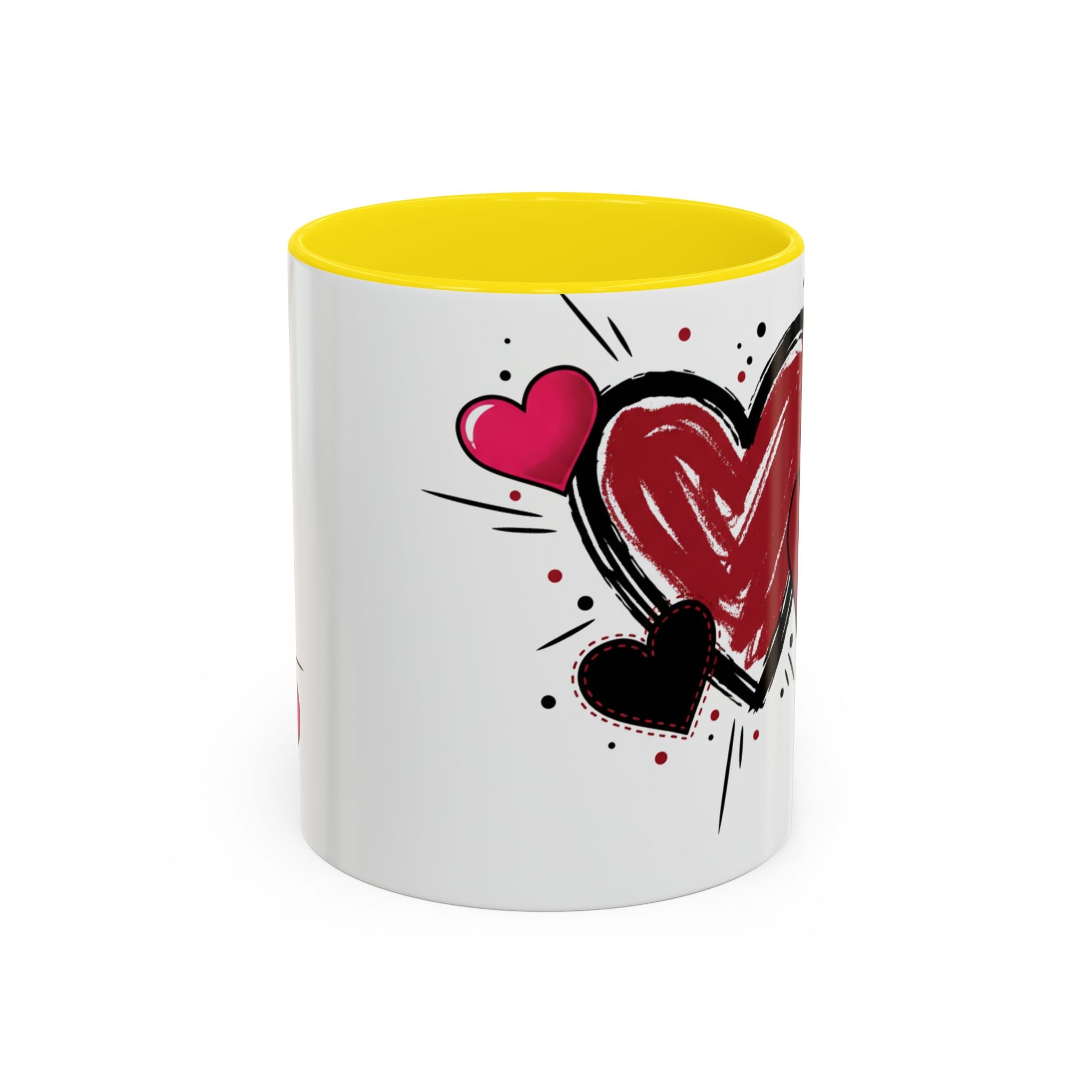 Hand-Drawn Hearts Accent Coffee Mug – Romantic Valentine’s Day Gift (11/15oz)