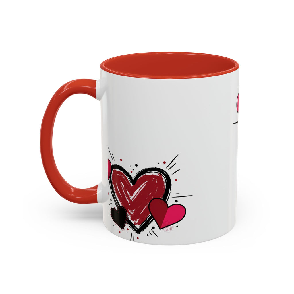 Hand-Drawn Hearts Accent Coffee Mug – Romantic Valentine’s Day Gift (11/15oz)