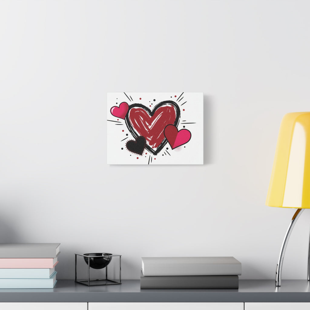 Valentine Pop Art Heart Matte Canvas Wall Art - Stretched 1.25"