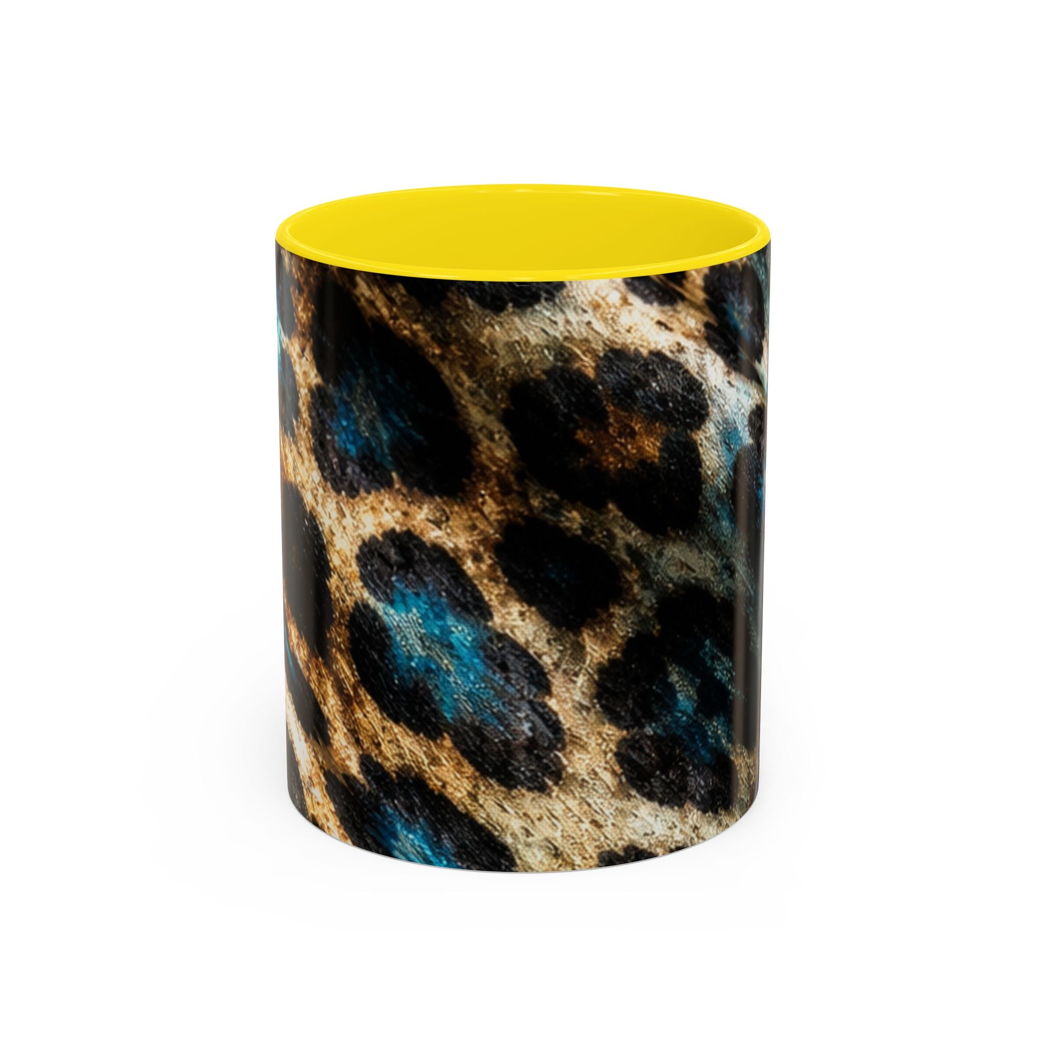 Teal Leopard Accent Coffee Mug — Bold Animal Print Ceramic Mug (11/15 oz)
