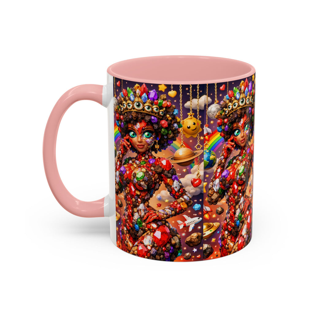 Celestial Candy Goddess Accent Coffee Mug — Colorful Cosmic Fantasy 11/15oz
