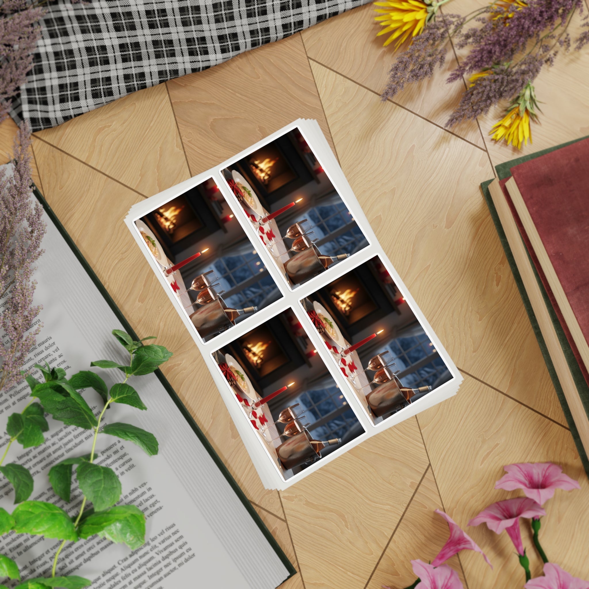 Cozy Night Sticker Sheet Set — 5pc Hygge Window & Fireplace Stickers
