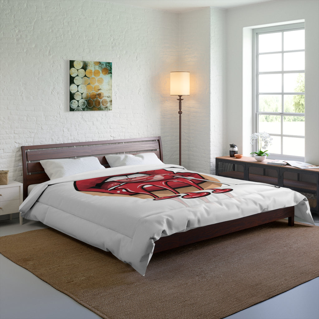 Lollipop Kiss Comforter — Dripping Red Lips Candy Graphic Bedding