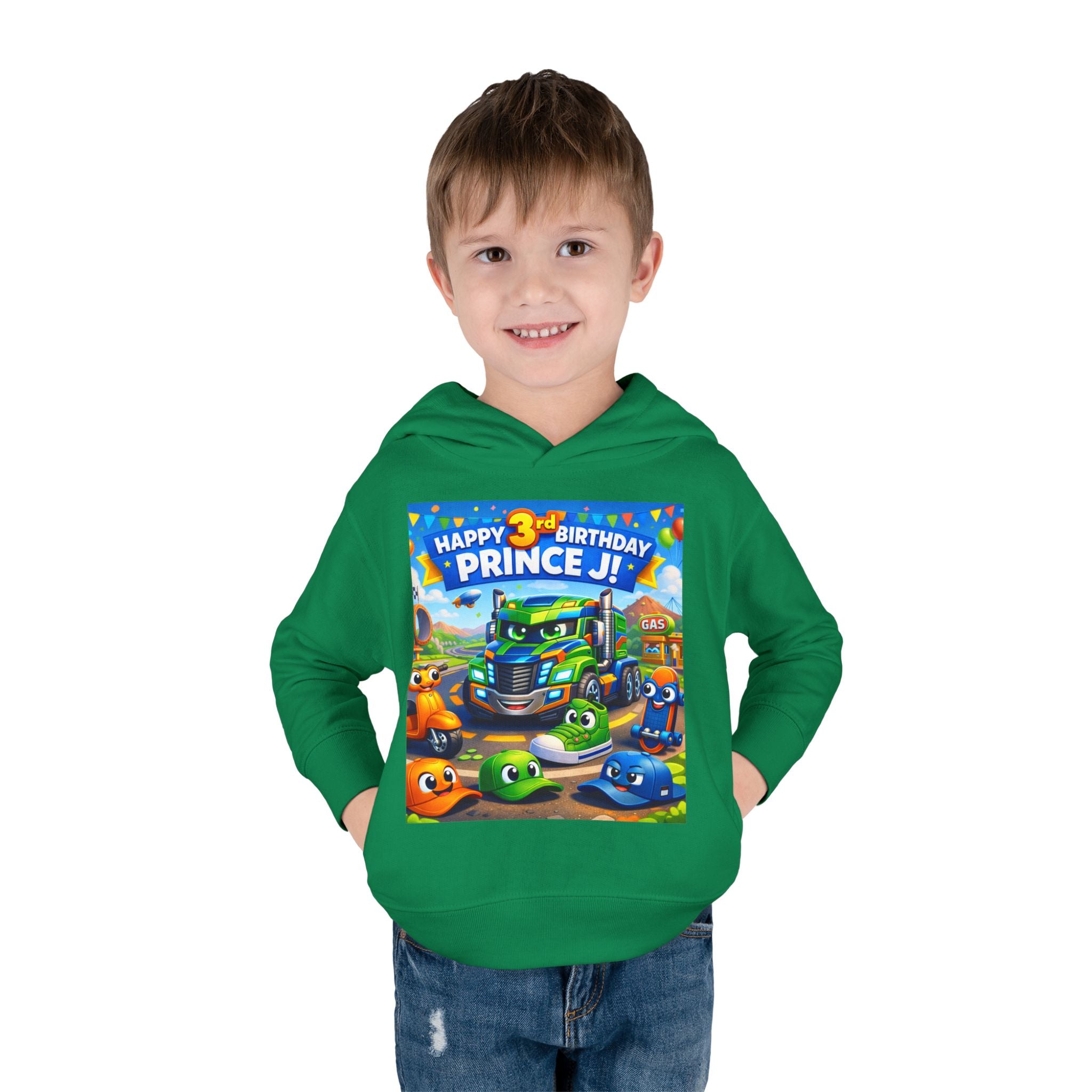 Toddler Hoodie — Colorful Birthday Truck & Candy Party Kids Pullover
