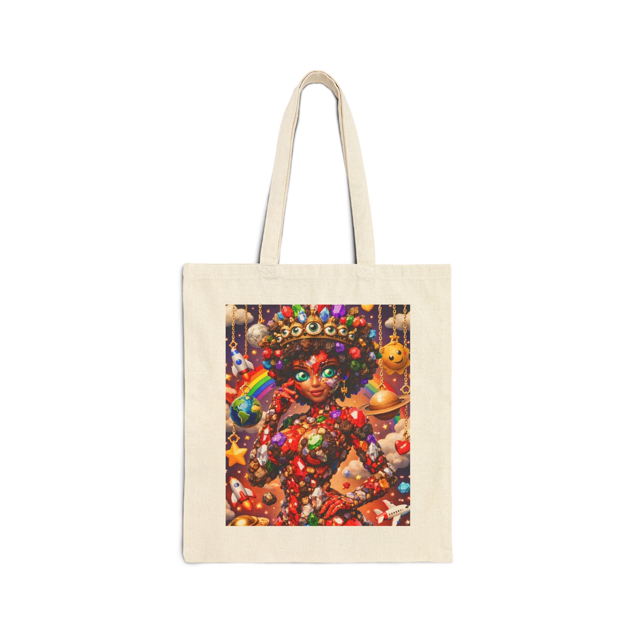 Tote Bag — Red & Black Tropical Leaf Canvas Tote (Botanical Pattern)