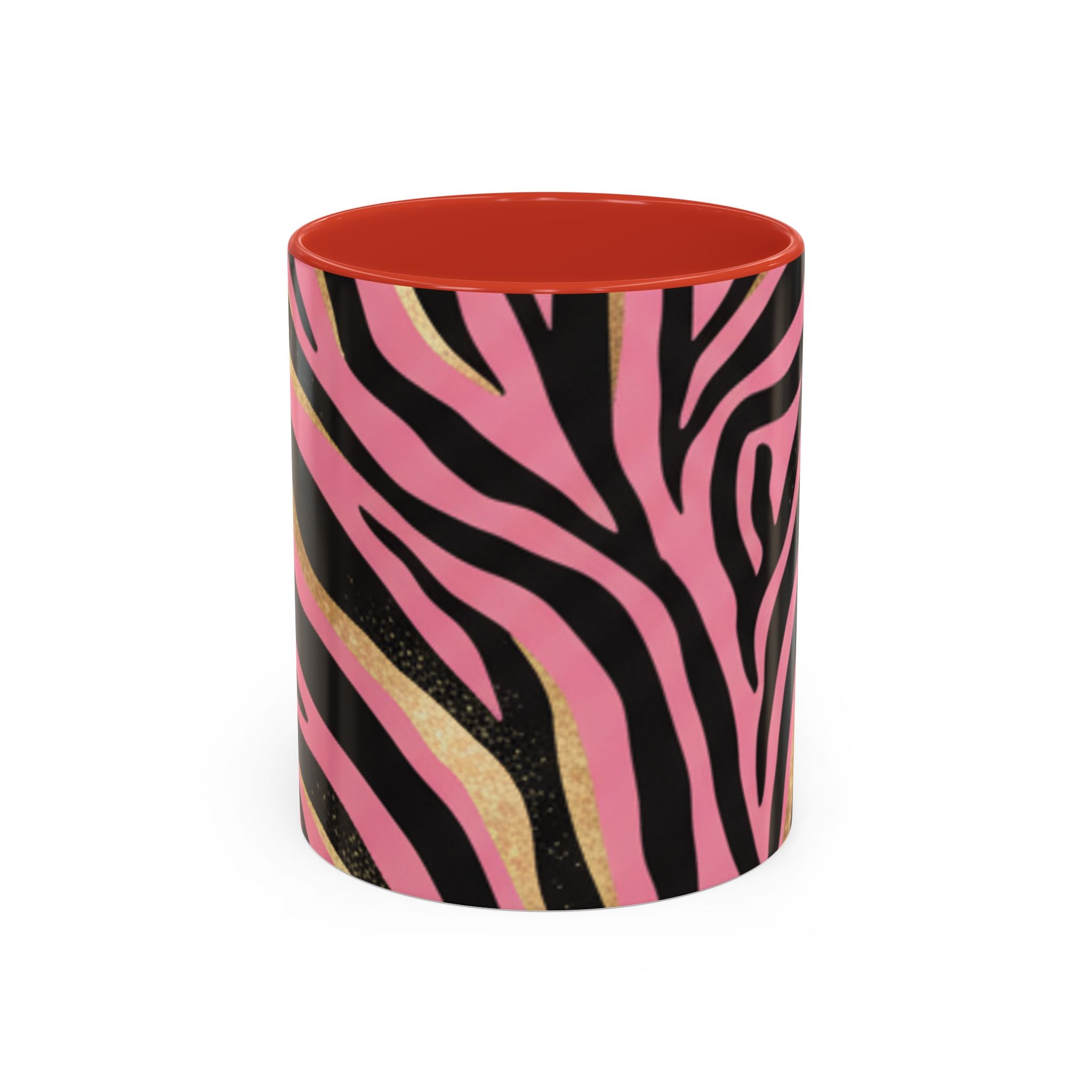 Pink & Gold Zebra Accent Coffee Mug — Stylish Animal Print Ceramic Mug (11/15oz)