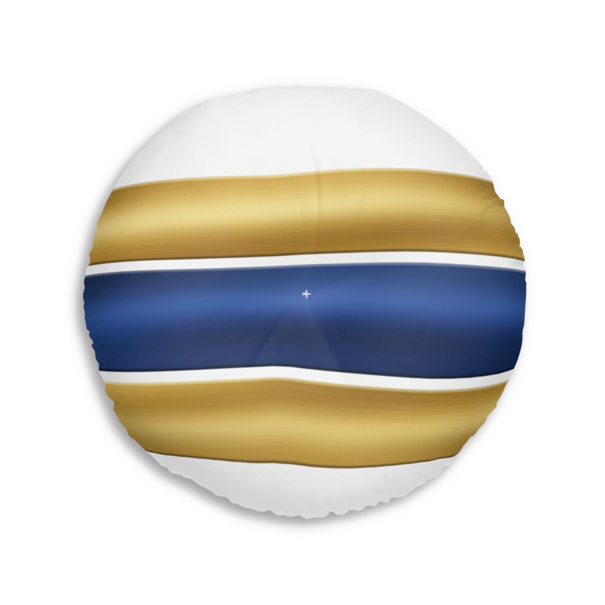 Round Tufted Floor Pillow — Navy & Gold Striped Accent Cushion