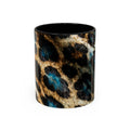 Teal Leopard Accent Coffee Mug — Bold Animal Print Ceramic Mug (11/15 oz)