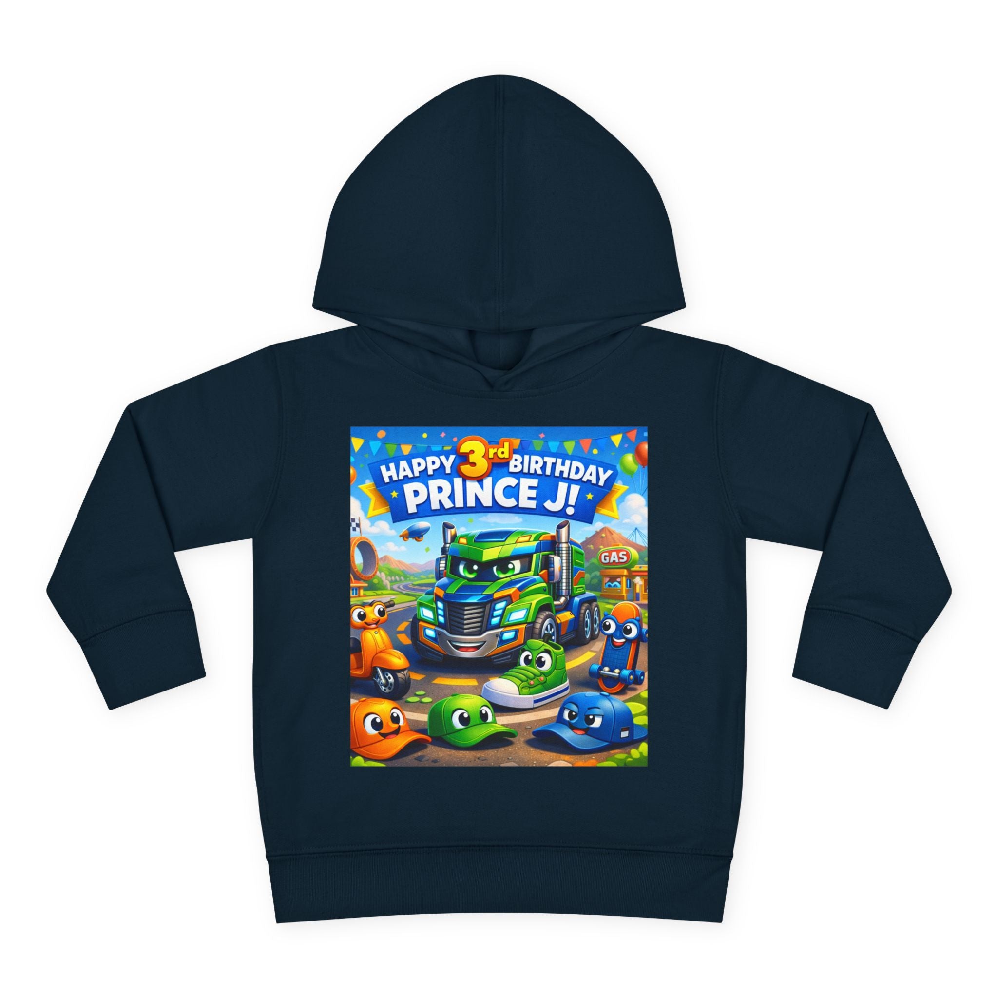 Toddler Hoodie — Colorful Birthday Truck & Candy Party Kids Pullover