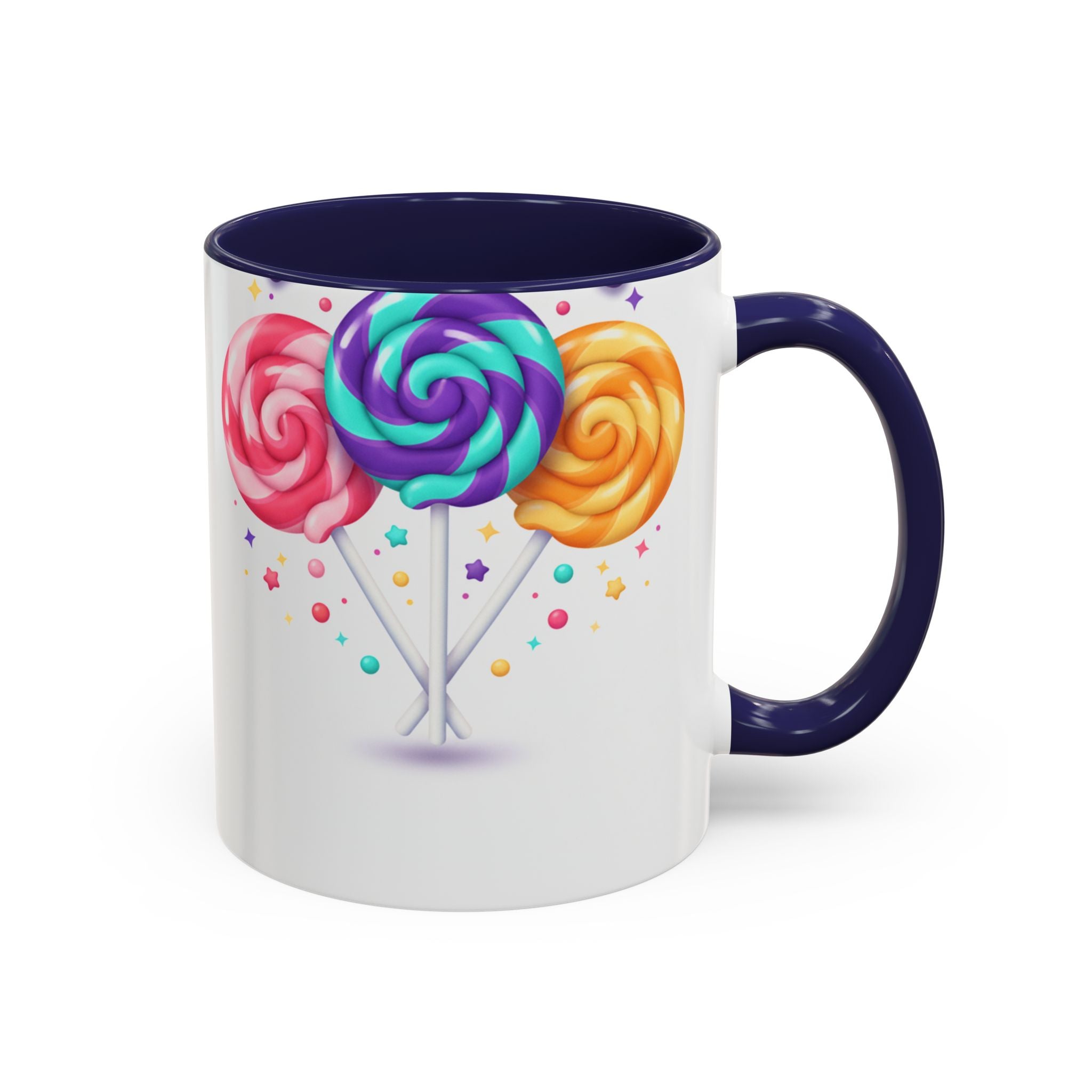 Lollipop Candy Coffee Mug — Colorful Swirl Sweets Accent Mug (11/15oz)