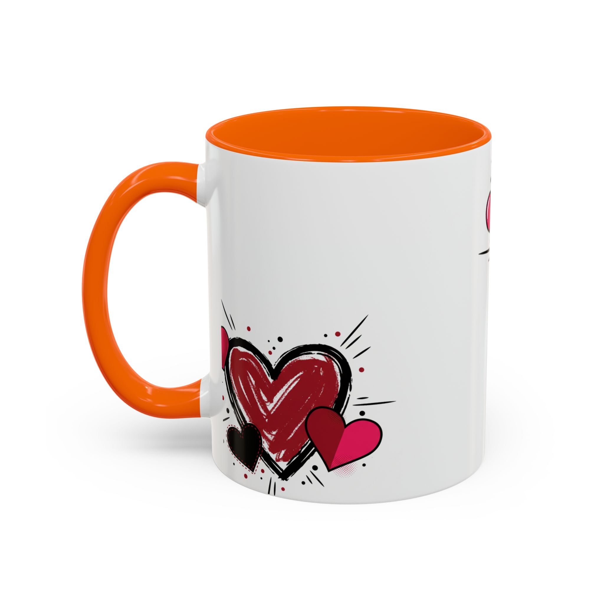 Hand-Drawn Hearts Accent Coffee Mug – Romantic Valentine’s Day Gift (11/15oz)